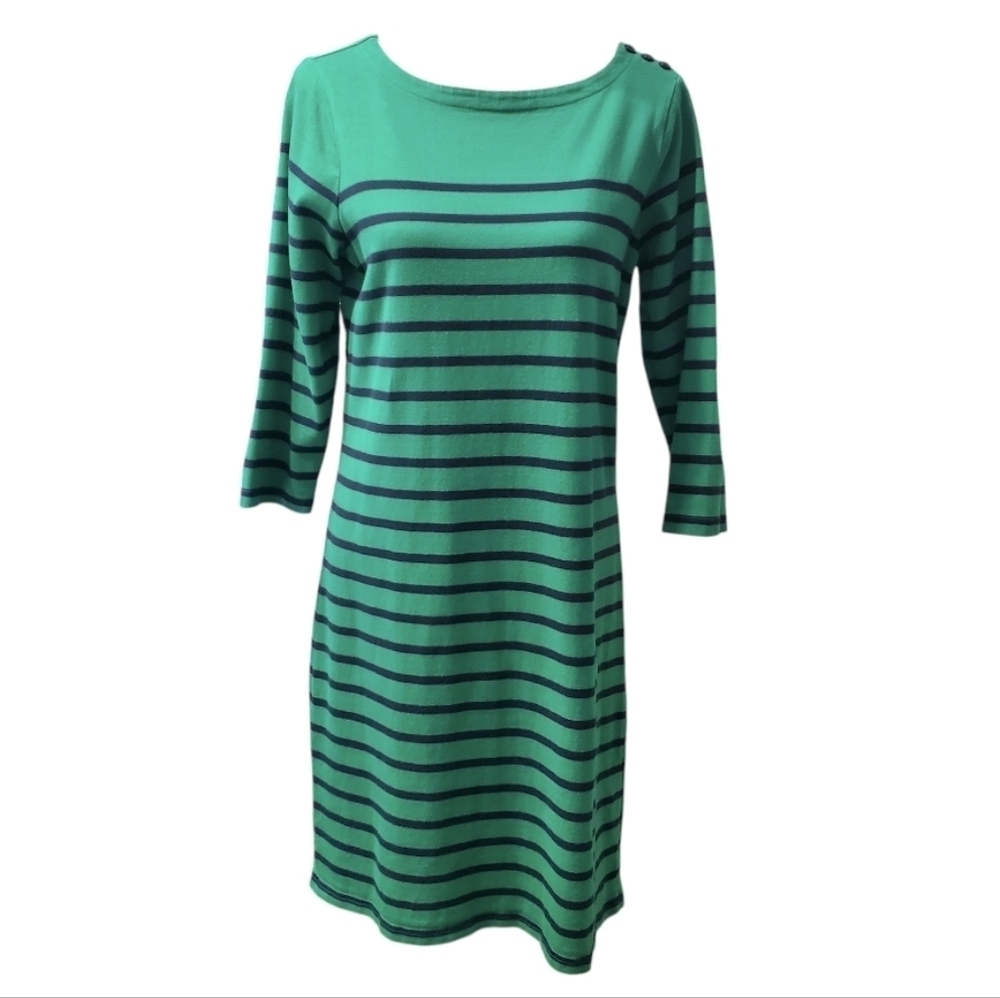 L.L.Bean Women's Heritage Mariner Striped Cotton Dress M Reg